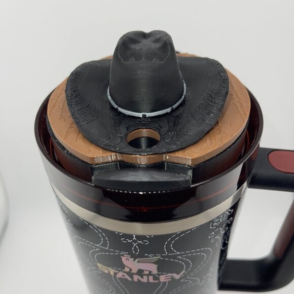 3D Rose Cowboy Hat Tumbler Topper that fit the Barbie x Stanley 80s Western Ken - Picture 8 of 9